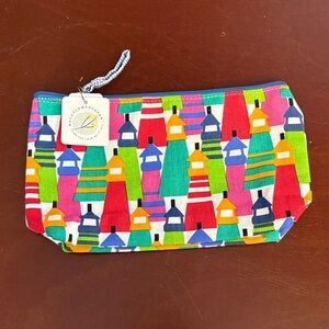 Rock flower paper Multicolor Cosmetic Bag with Lighthouse Pattern NWT